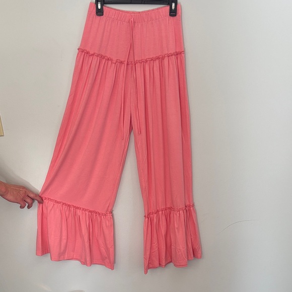 Pink Ruffled Women's pants - Picture 2 of 2
